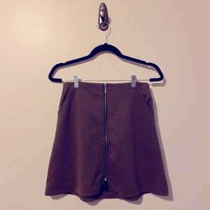 Charlotte Russe Checkered Zipper Front Mini Skirt in Black and Brown